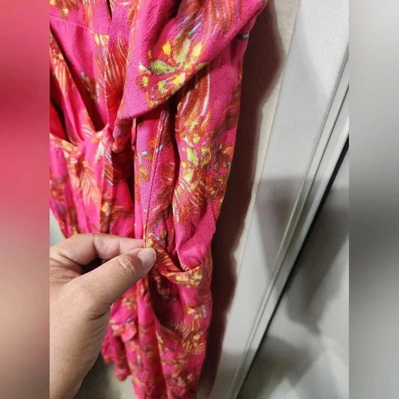 Free People Hot Tropics Pink Wide Leg Jumpsuit Size 8 Tropical Summer Vacation - Picture 5 of 10